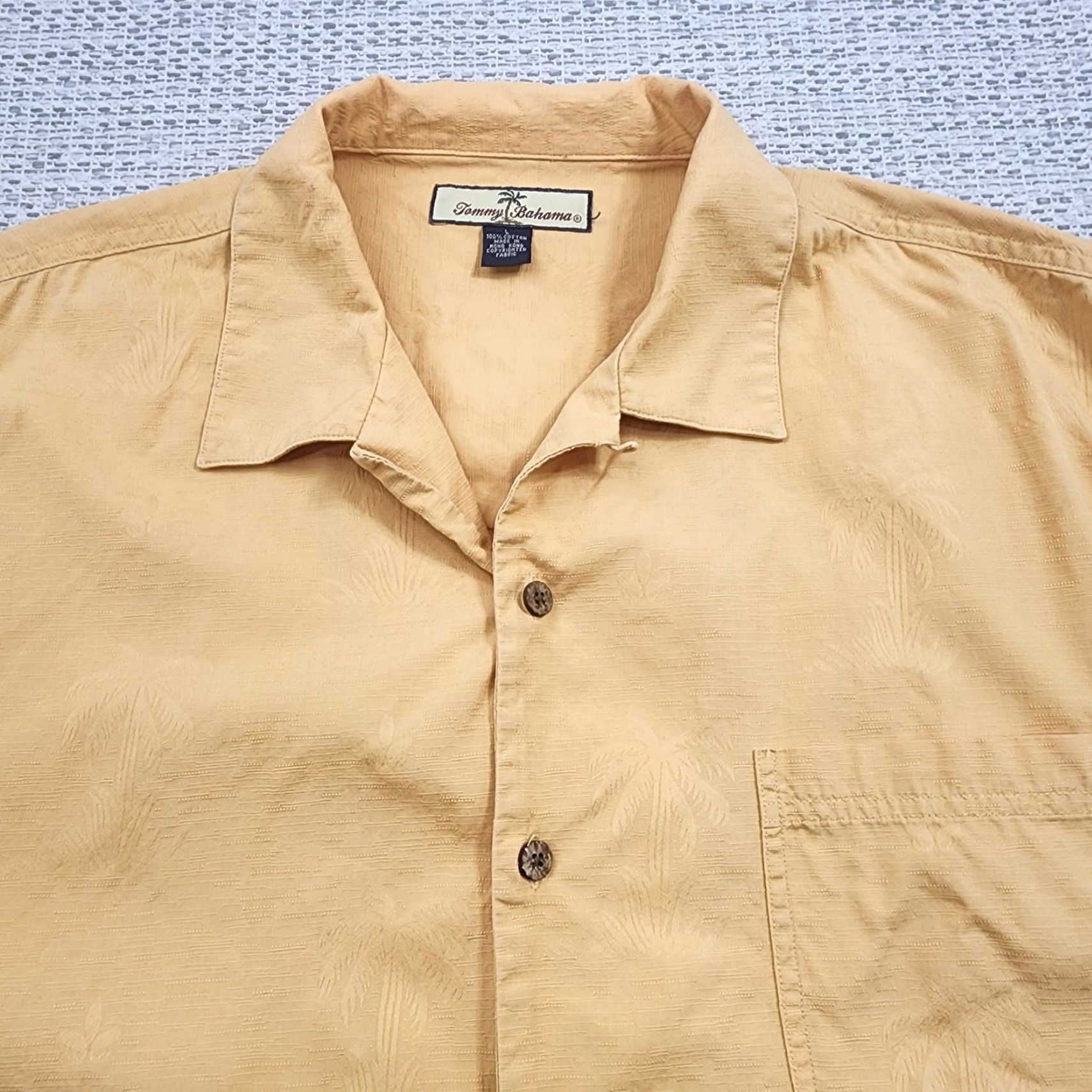 Tommy Bahama Tommy Bahama Shirt Mens Large Yellow Palm Tree Cotton Button Up Camp Casual Shirt Size US L / EU 52-54 / 3 - 4 Thumbnail