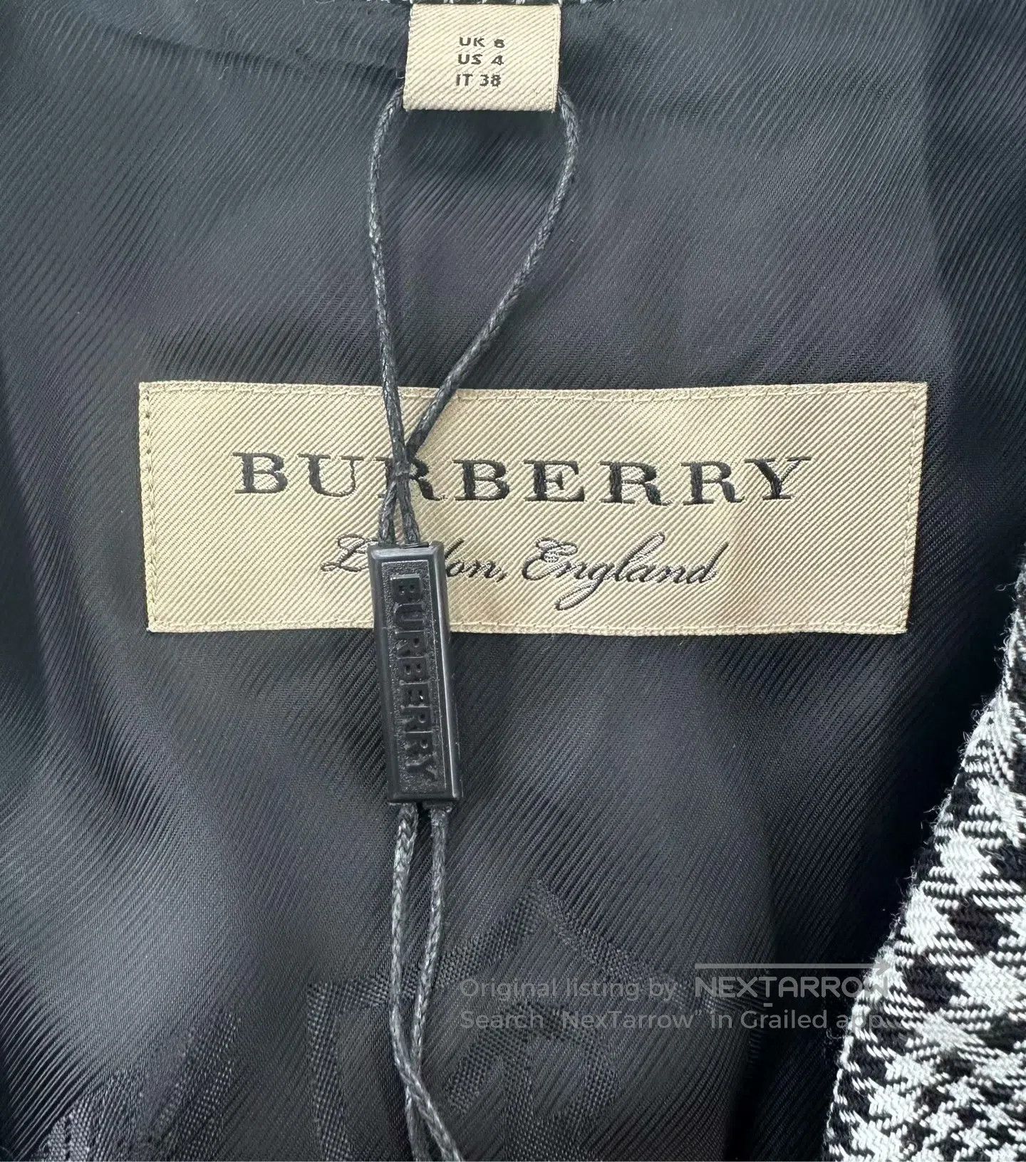 Burberry Burberry Black and White Houndstooth Printed Lapel Wool Bl Size XS / US 0-2 / IT 36-38 - 3 Thumbnail