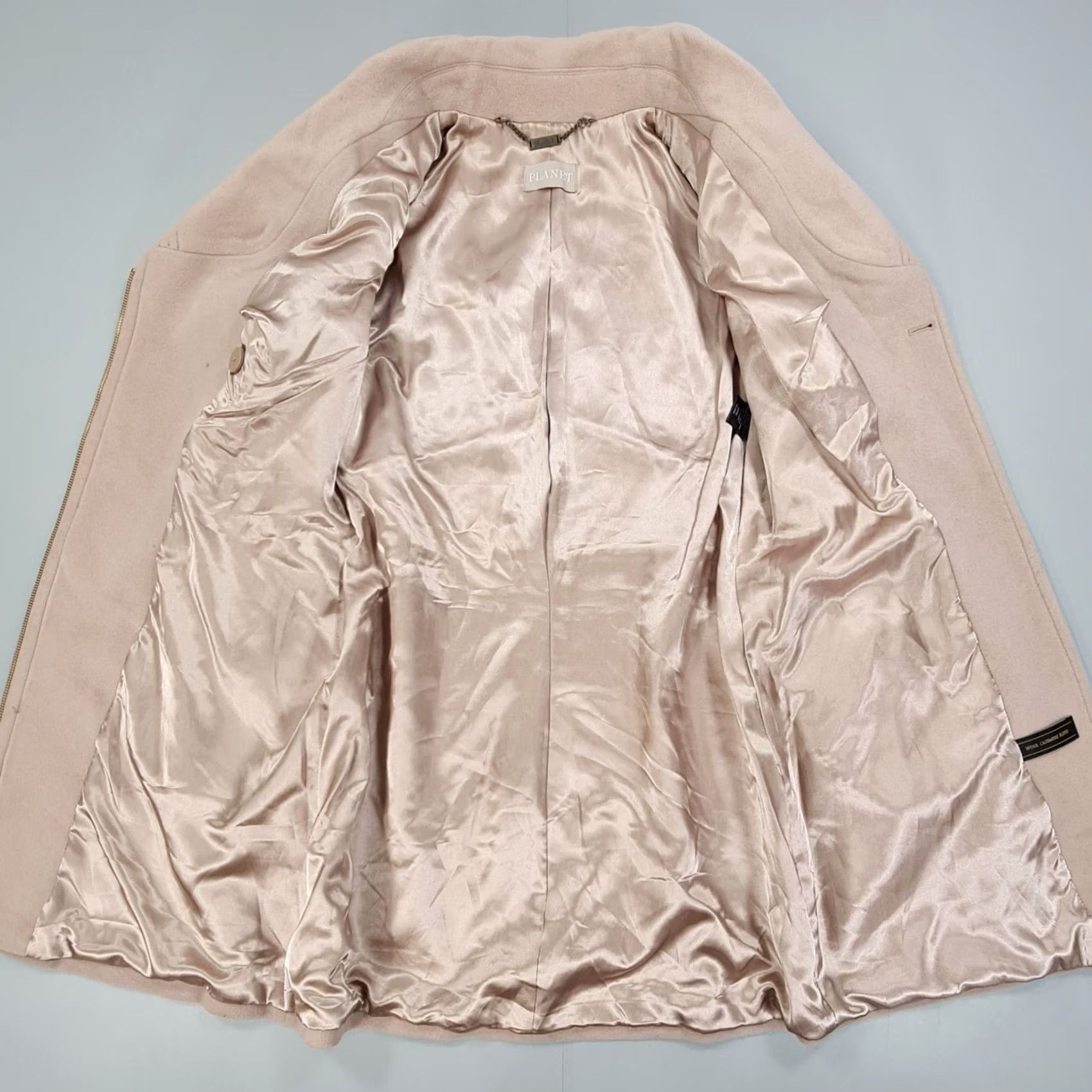 Vintage PLANET Coat Womens Beige 10 UK Wool Cashmere Full Zip Size L / US 10 / IT 46 - 6 Thumbnail