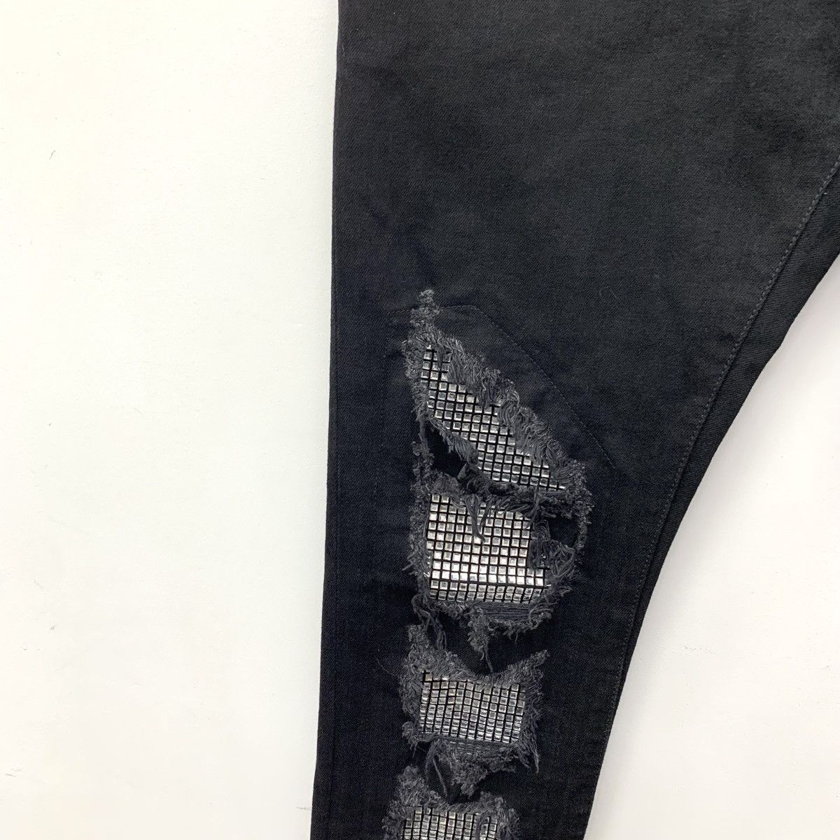 Balmain Balmain Black Fringe Rhinestone Cotton Denim Pants K26WX Size US 31 - 4 Thumbnail