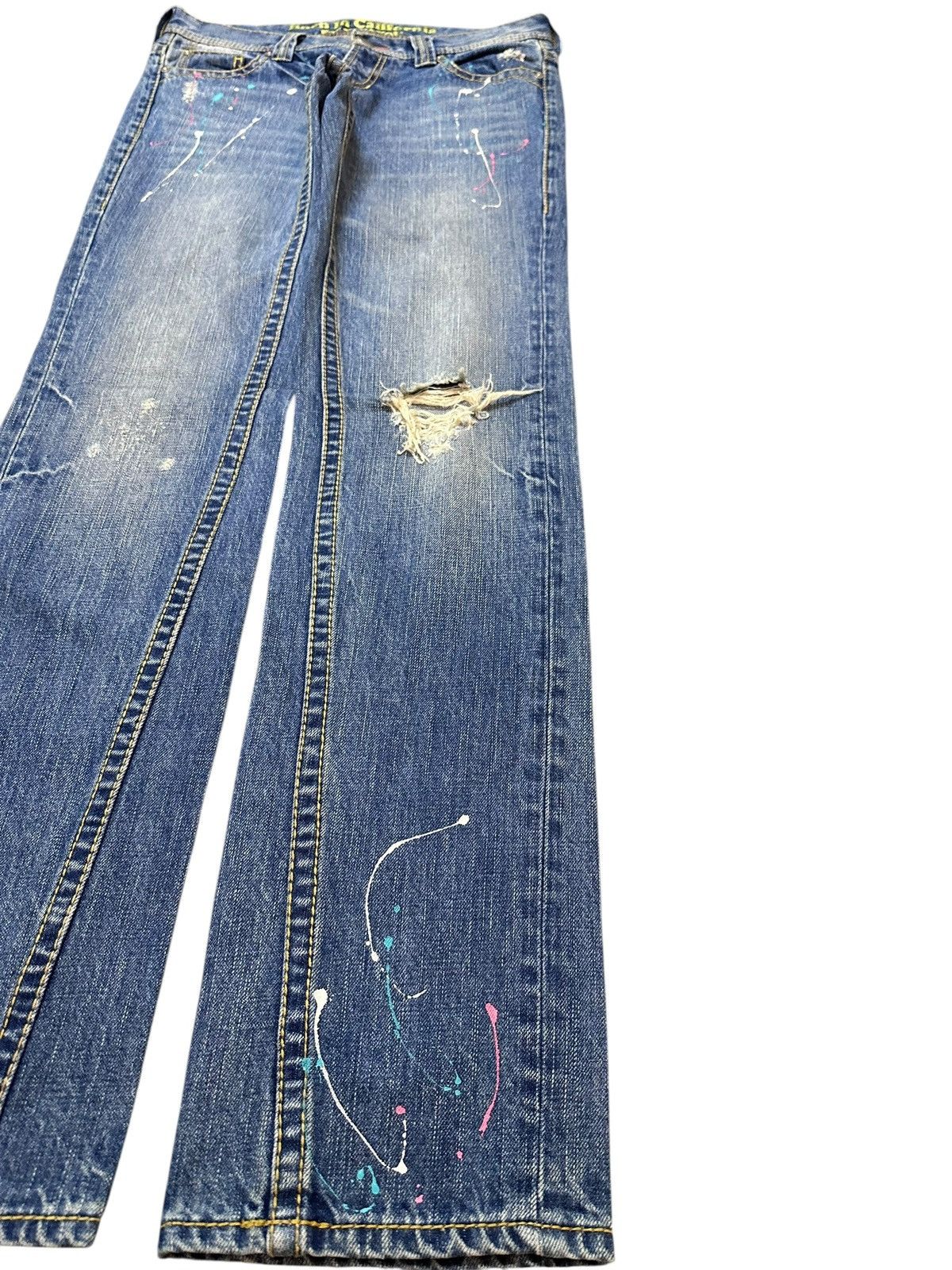 Japanese Brand Vintage BIC Paint Splatter Grunge Distressed Denim Size US 31 - 4 Thumbnail