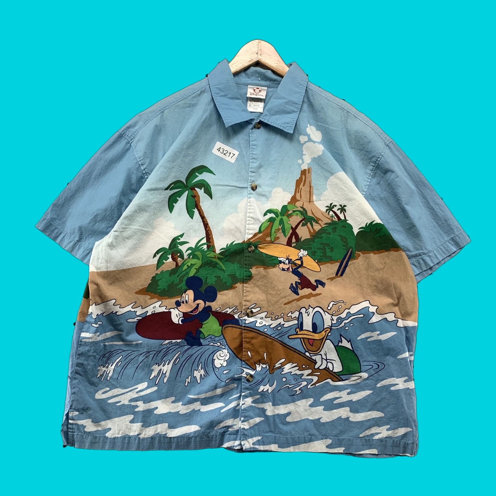 Disney VINTAGE Disney Hawaiian Button-Up Shirt Mens XL Blue Mickey Mouse AOP Surf Casual Size US XL / EU 56 / 4 - 1 Thumbnail
