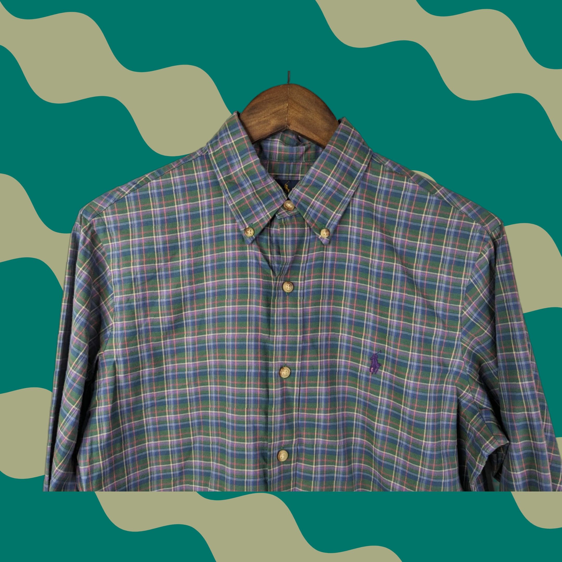 Ralph Lauren Ralph Lauren Button-Down Shirt Plaid Long Sleeve Navy Blue / Green Men's Small Shirt Size US S / EU 44-46 / 1 - 1 Thumbnail