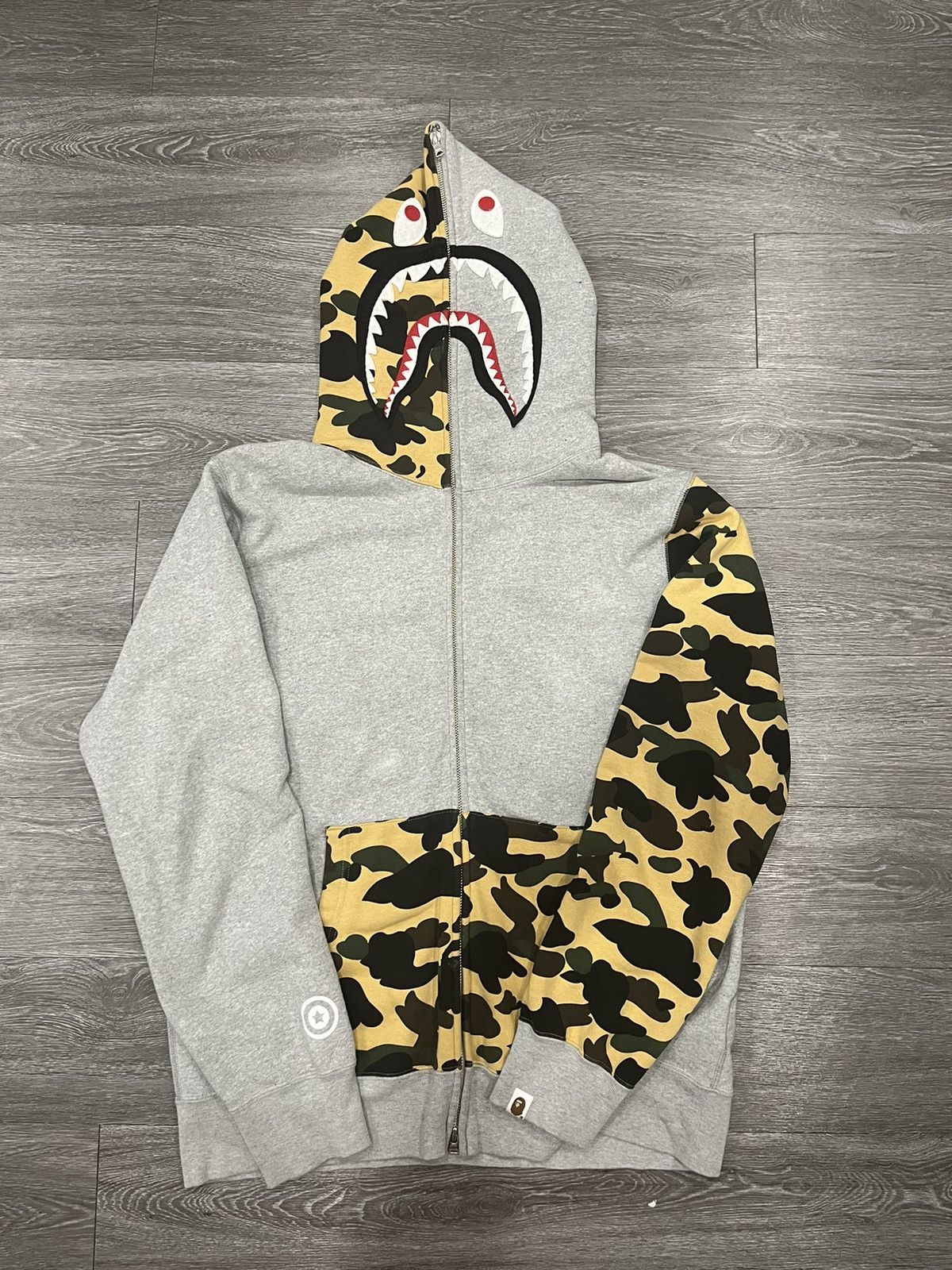 Bape shark hoodie yellow camo best sale