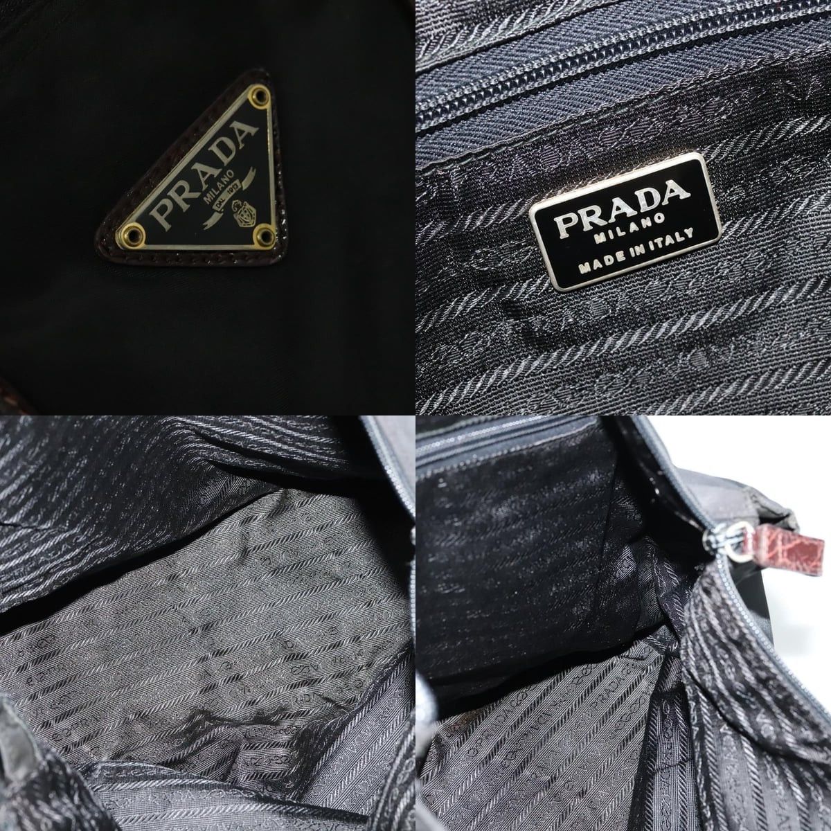 Prada PRADA Hand Bag Nylon Black Gold Size ONE SIZE - 11 Thumbnail