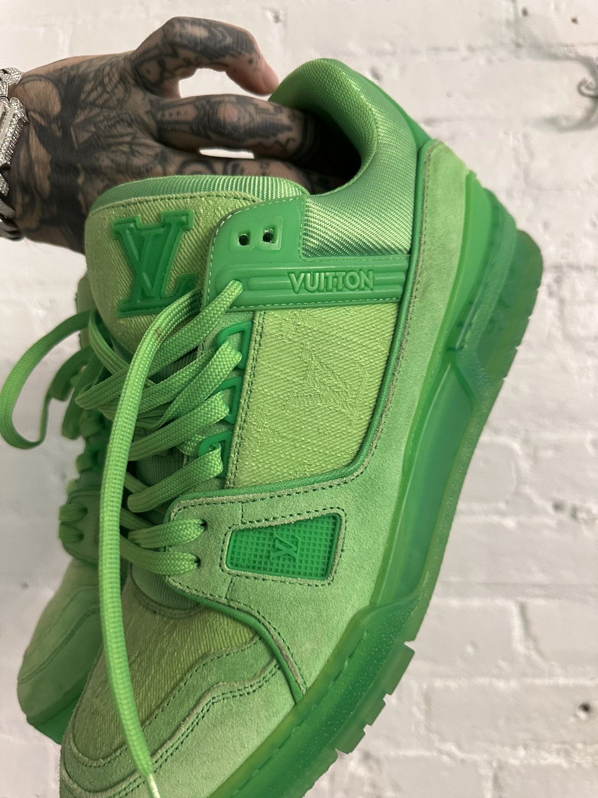 Louis Vuitton × Virgil Abloh LV Virgil Slime Lime Green Skater Shoes Sneakers 10 10.5 11 Size US 10.5 / EU 43-44 - 4 Thumbnail