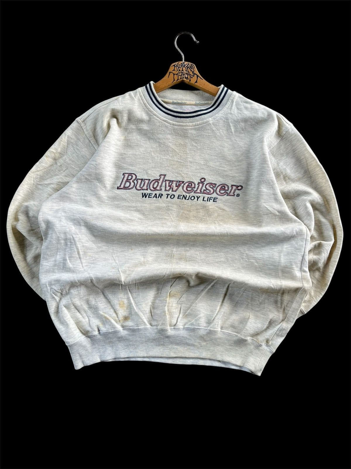 Budweiser × Vintage 🔥RARE🔥Vintage Budweiser Embroidery Spell Out Sweetshirts Size US XL / EU 56 / 4 - 1 Thumbnail