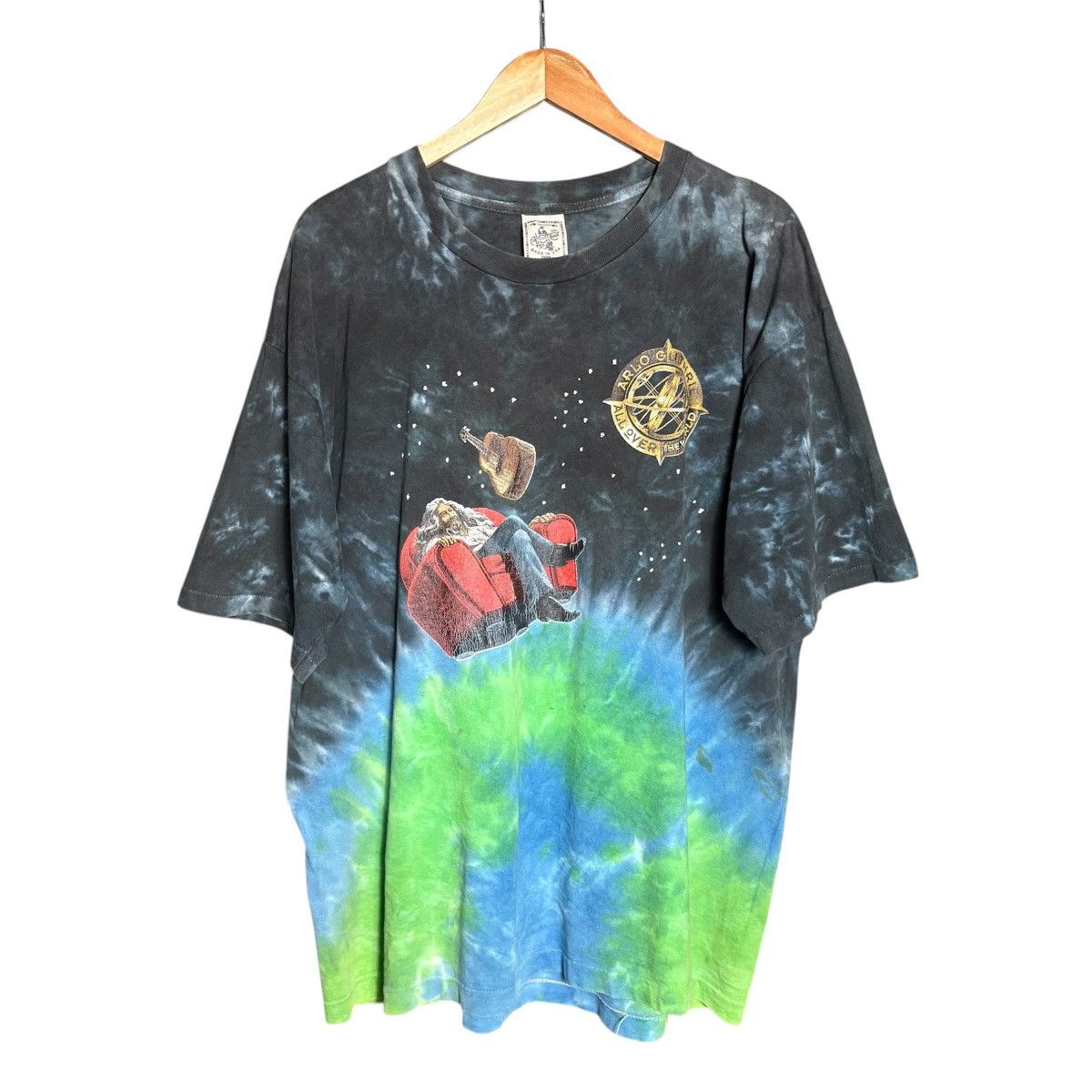 Band Tees × Vintage Vintage 90s Arlo Guthrie All Over The World Tour Tie Dye Tee Size US XL / EU 56 / 4 - 1 Thumbnail