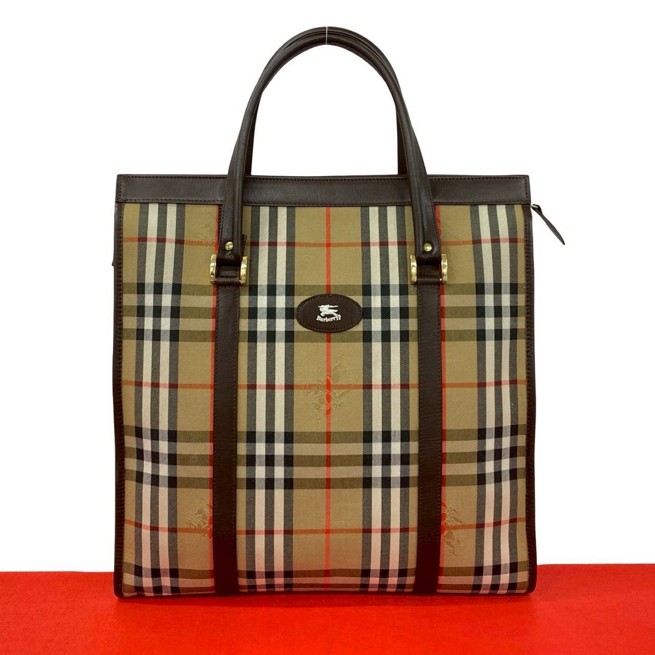 Burberry Burberry Burberry Check Canvas Leather Tote Bag Leather Tote Bag DUTY FREE for USA Size ONE SIZE - 1 Thumbnail