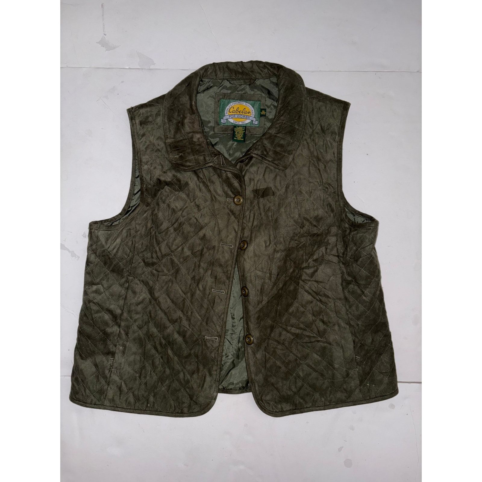 Cabelas Cabela’s womens vest olive green XL button up Size XL / US 12-14 / IT 48-50 - 1 Thumbnail