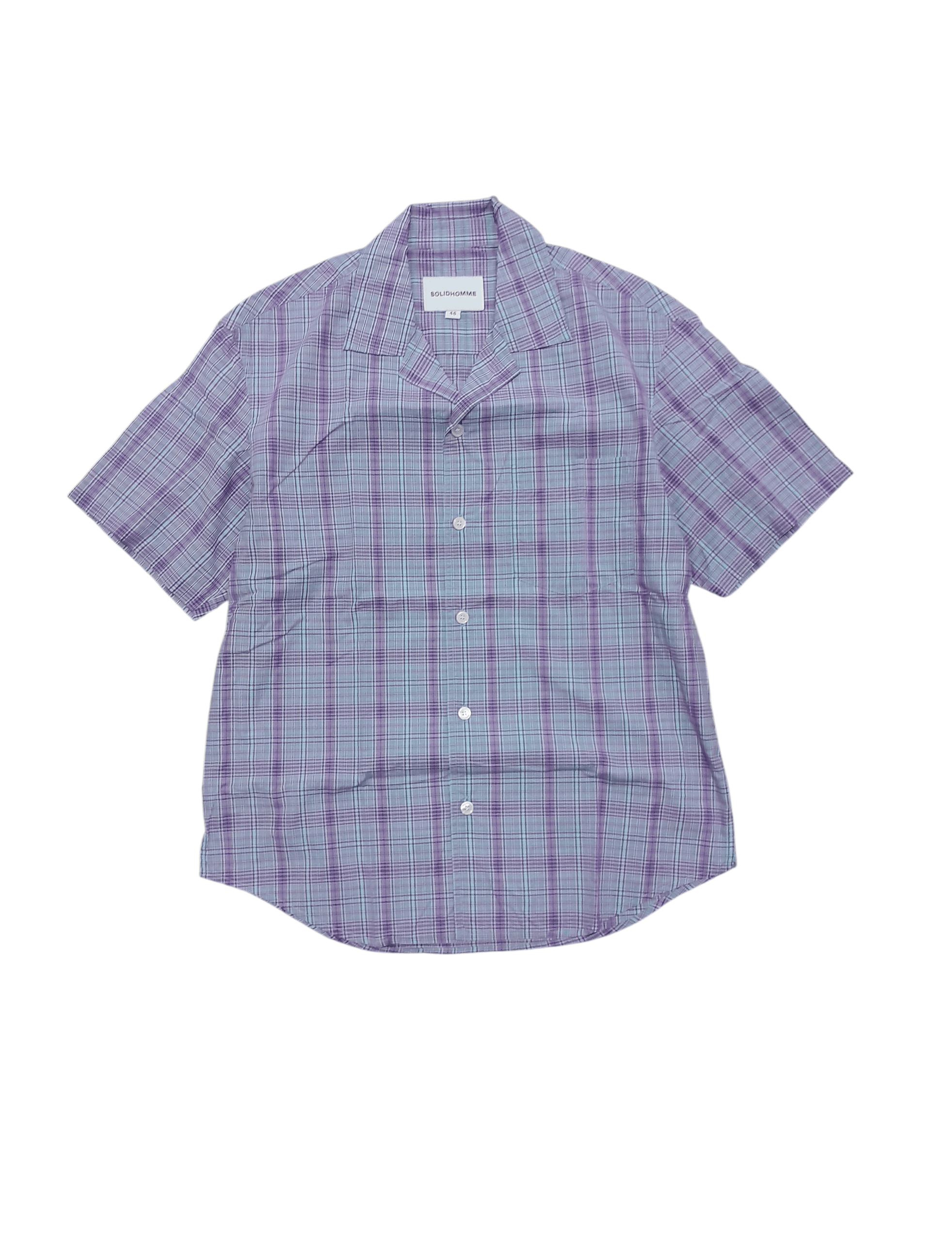 Solid Homme Solid homme purple check open collar shirt Size US S / EU 44-46 / 1 - 1 Thumbnail