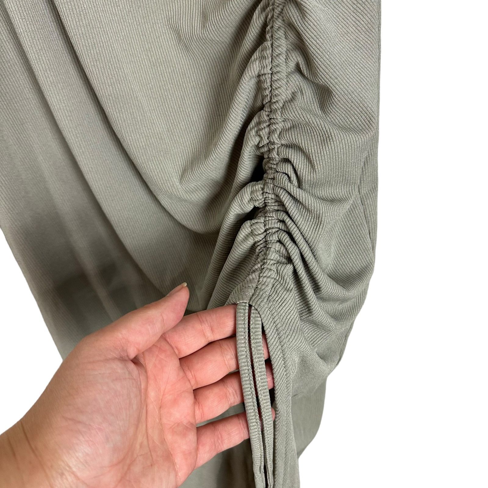 Cider NWT Cider Grey Ruched Bodycon Ribbed Midi Dress Size 2XL Size XXL / US 16-18 / IT 52-54 - 7 Thumbnail