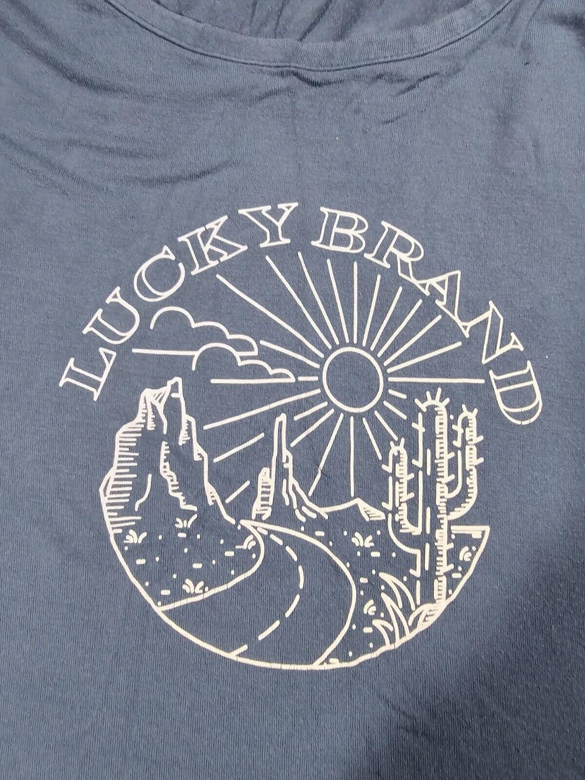 Lucky Brand Lucky Brand T Shirt Womens M Blue Graphic Cactus Sun Stretch Size M / US 6-8 / IT 42-44 - 2 Thumbnail