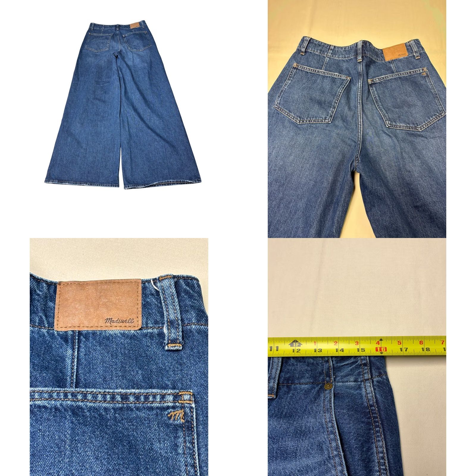 Madewell Madewell Jeans Wide Sweep Trouser Blue High Rise 100% Cotton 28W 32L Denim Five-Pocket Wide-Leg Women Vintage: No Size 28" / US 6 / IT 42 - 8 Thumbnail