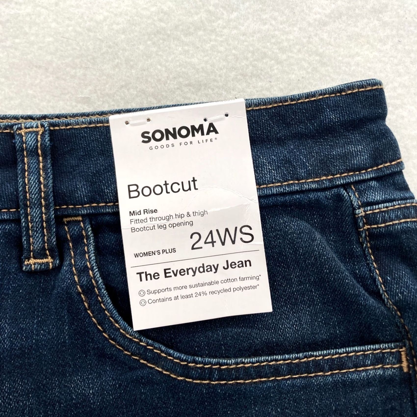 Denime Sonoma Bootcut Jeans Womens Plus 24WS Dark Wash Blue Stretch Denim Mid Rise NWT Size 42" / US 20 - 4 Thumbnail
