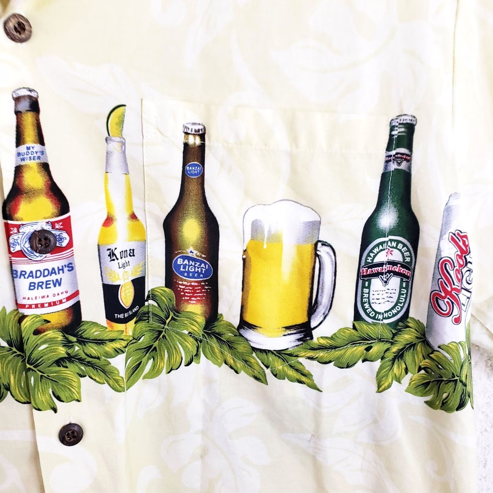 Vintage Aloha Republic Shirt Men L Yellow Floral Beer Short Sleeve Camp Shirt Size US L / EU 52-54 / 3 - 4 Thumbnail