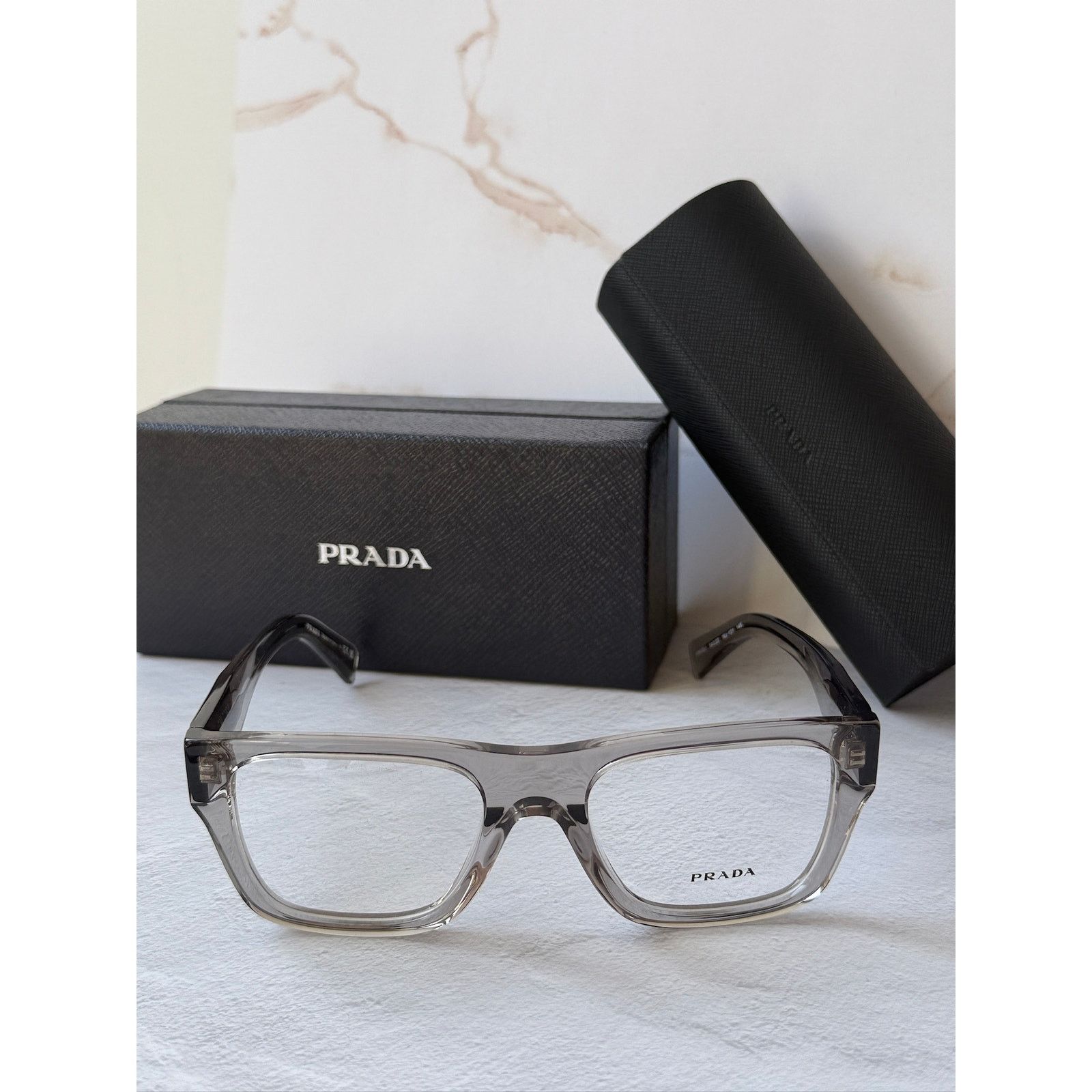 Prada NEW Prada PR C01V Transparent Grey Unisex Eyeglasses Frames Size ONE SIZE - 4 Thumbnail