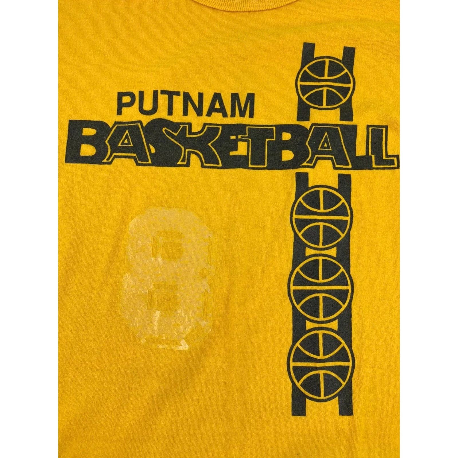 Vintage VINTAGE Russell T Shirt Men’s Medium Yellow Rex Putnam Basketball #8 Made In USA Mens Size US M / EU 48-50 / 2 - 8 Thumbnail