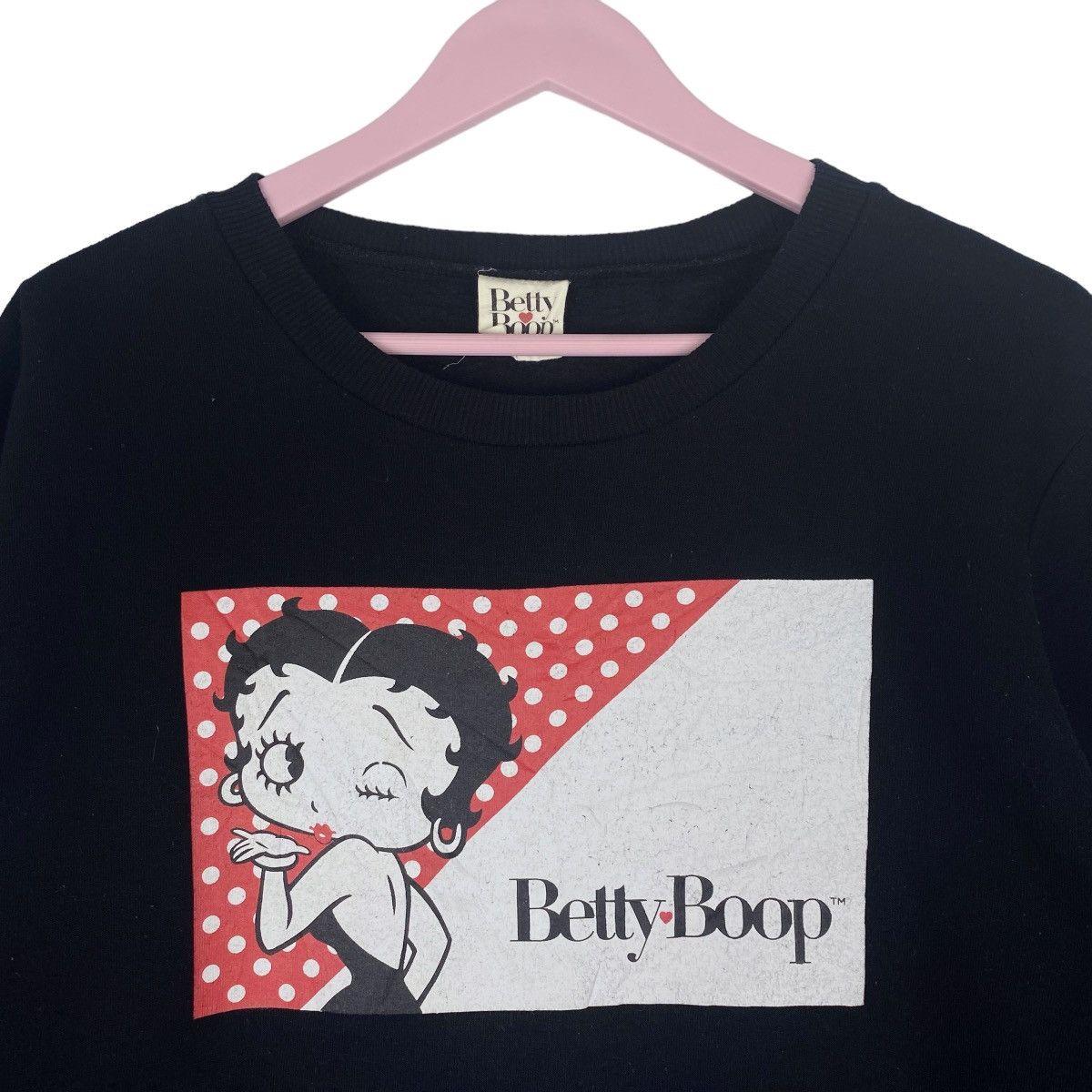 Designer × Vintage Betty Boop Sweatshirt Black Crewneck Pullover Jumper Size S / US 4 / IT 40 - 2 Thumbnail