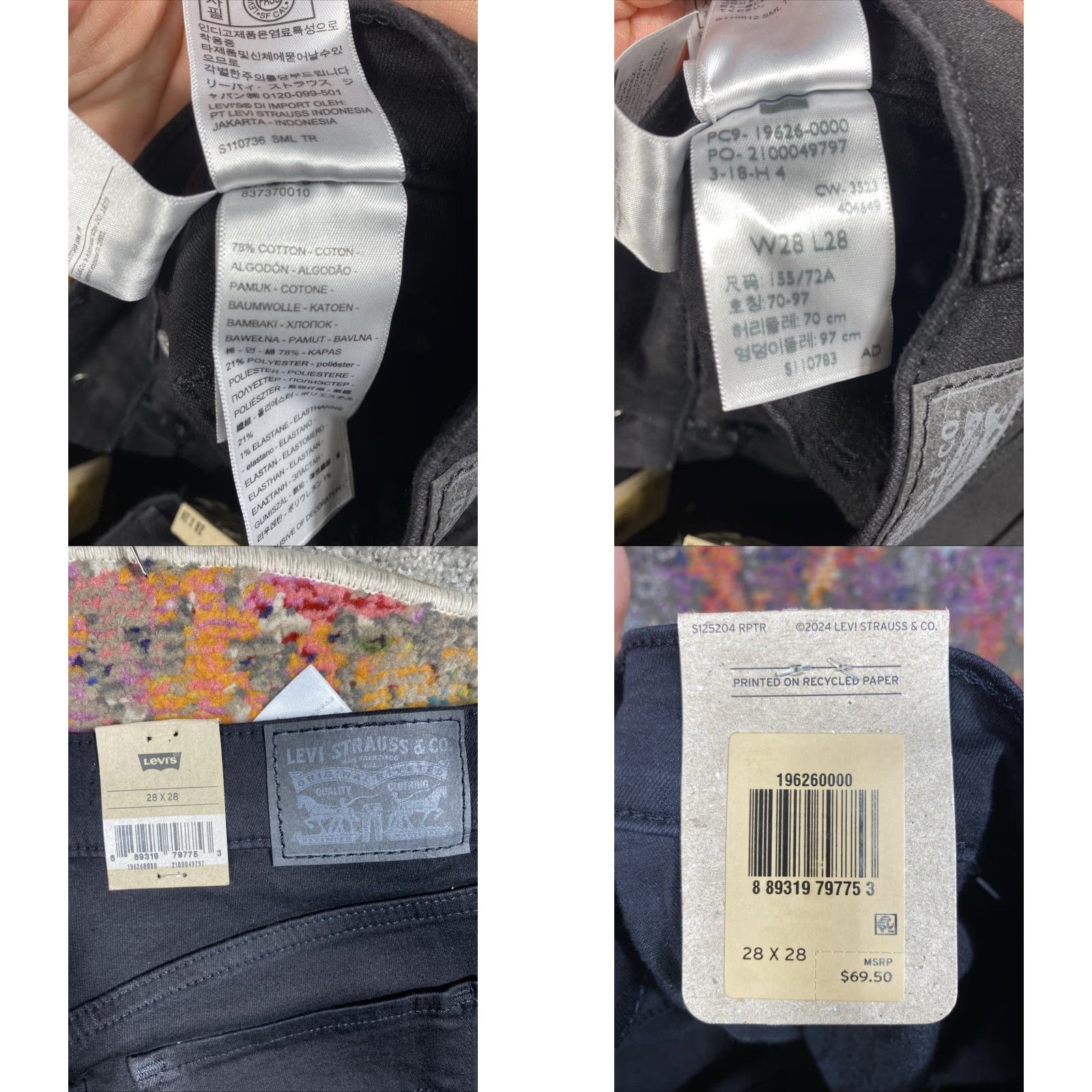Levi's Levi's Womens 311 Shaping Skinny Jeans Black Mid Rise 28x28 Regular Denim Zip Shoes Logo 5-Pocket Womens Jeans Size 28" / US 6 / IT 42 - 8 Thumbnail