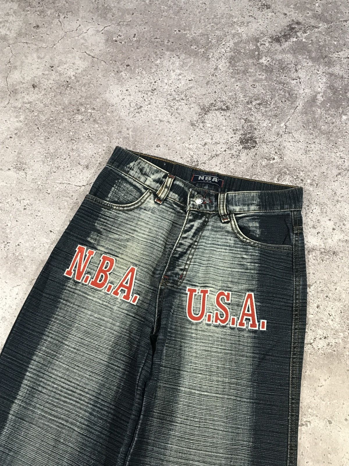 NBA Vintage Y2K Jeans NBA USA Embroiled Logo Blue 26 Size 27" / US 4 / IT 40 - 7 Thumbnail