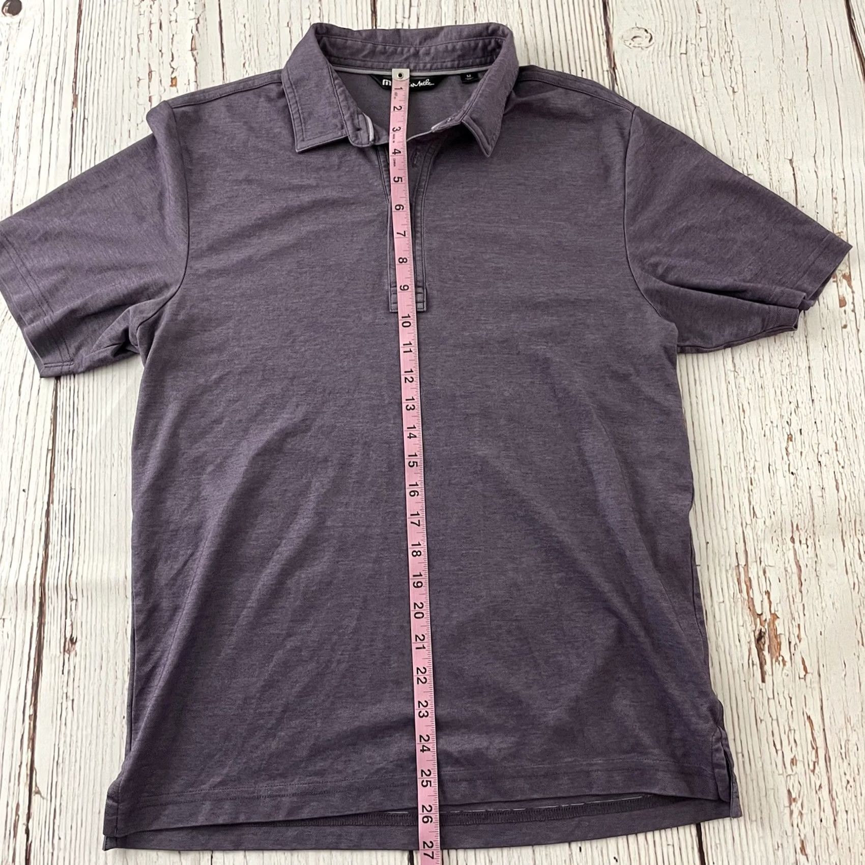 TravisMathew Travis Mathew Short Sleeve Button Front Polo Shirt Men M Purple Polo Shirt Button-Up Solid Pattern Adult Medium Purple Mens Size US M / EU 48-50 / 2 - 4 Thumbnail