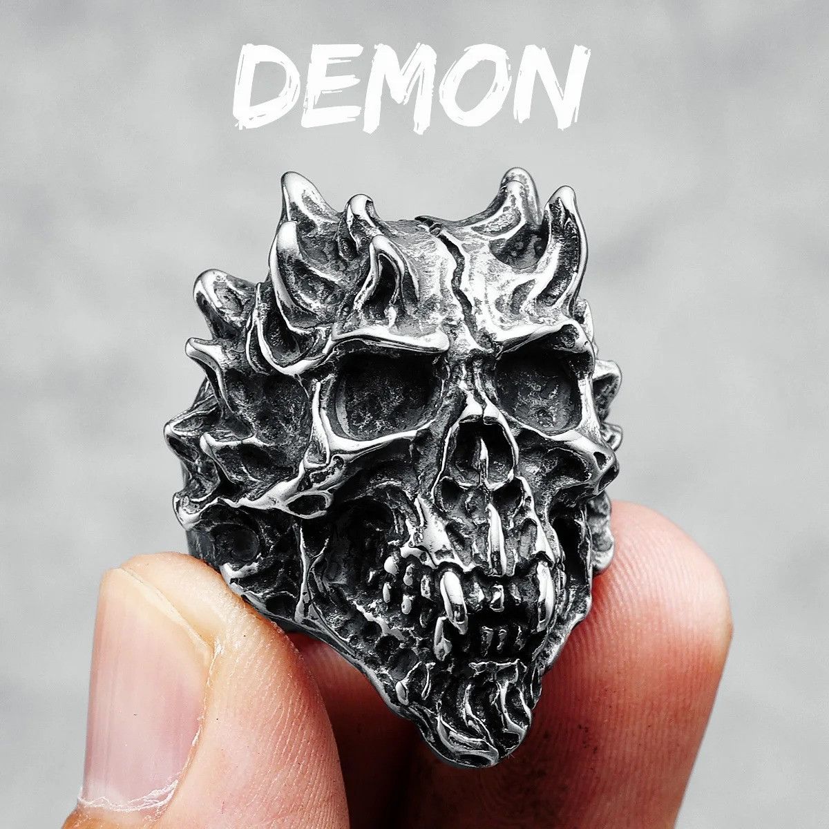 Jewelry Demon Skull Ring Streetwear Jewelry Fashion Gift Size ONE SIZE - 7 Thumbnail