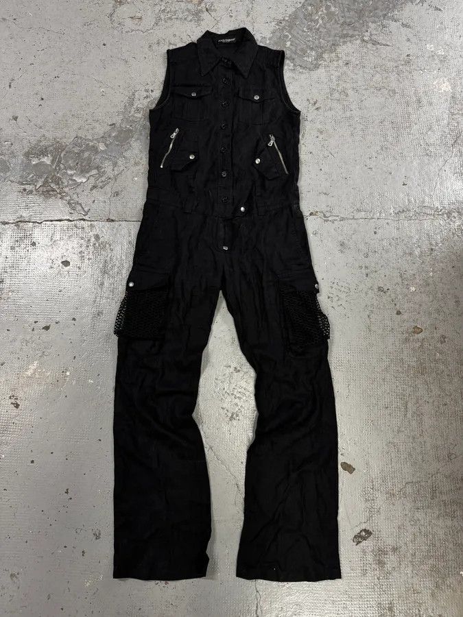 Dolce & Gabbana SS2003 Dolce & Gabbana Black Linen Millitary Combi Set Size XS / US 0-2 / IT 36-38 - 1 Thumbnail