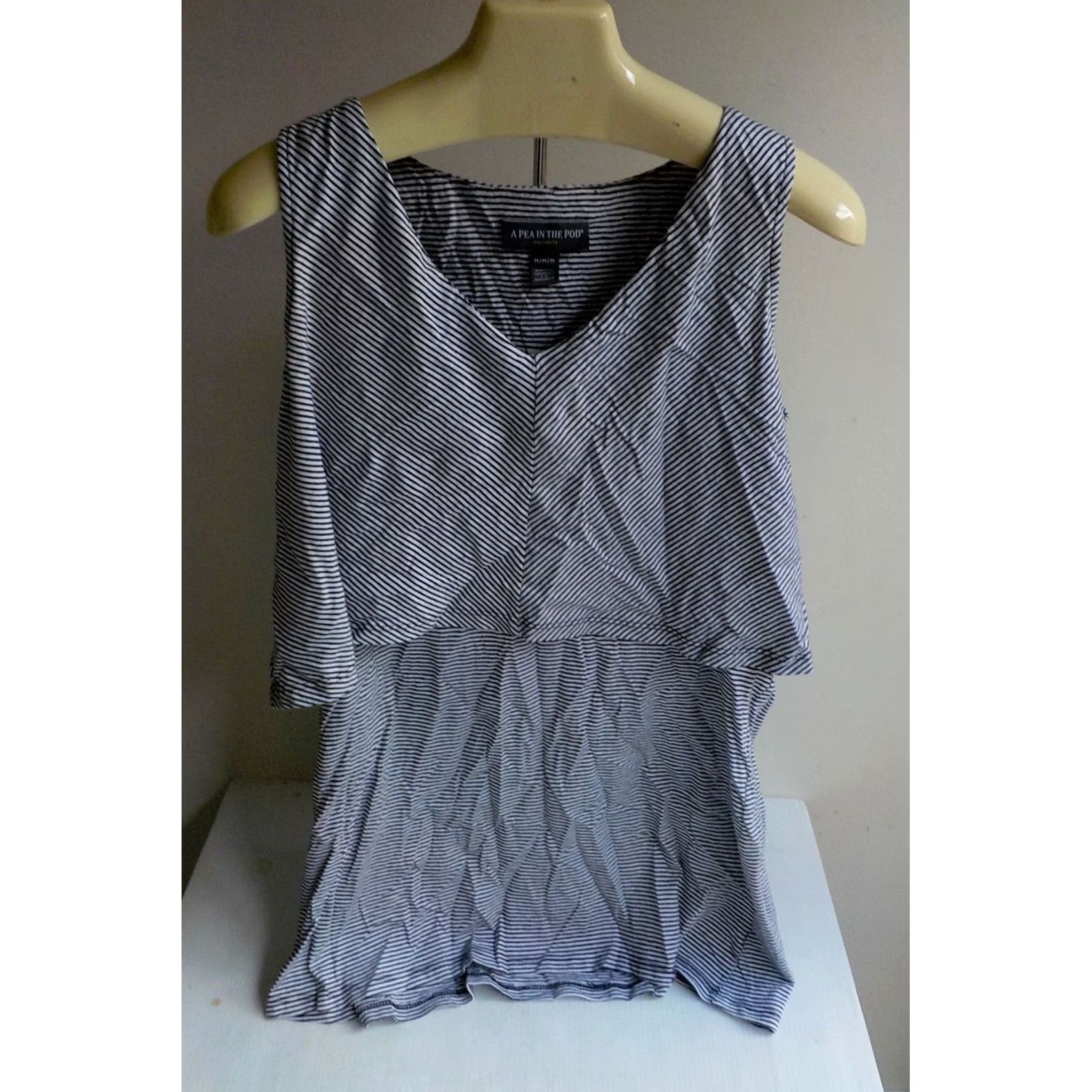 Vintage A PEA IN THE POD Sleeveless Striped Maternity V-Neck Mini Dress Black/White M NWT Size M / US 6-8 / IT 42-44 - 2 Thumbnail
