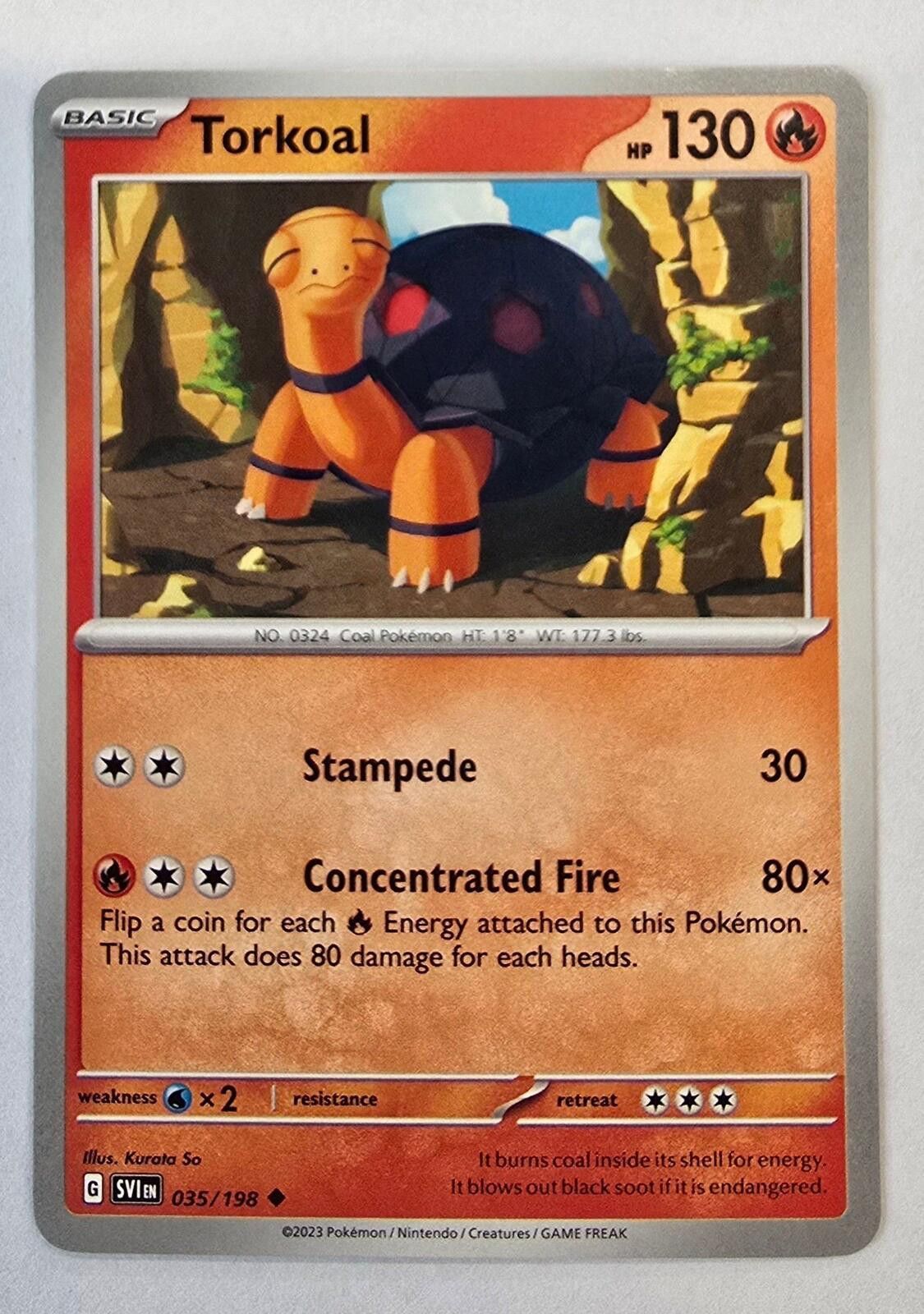 Pokemon Torkoal Pokémon card from the Scarlet & Violet Base Set Size ONE SIZE - 1 Thumbnail