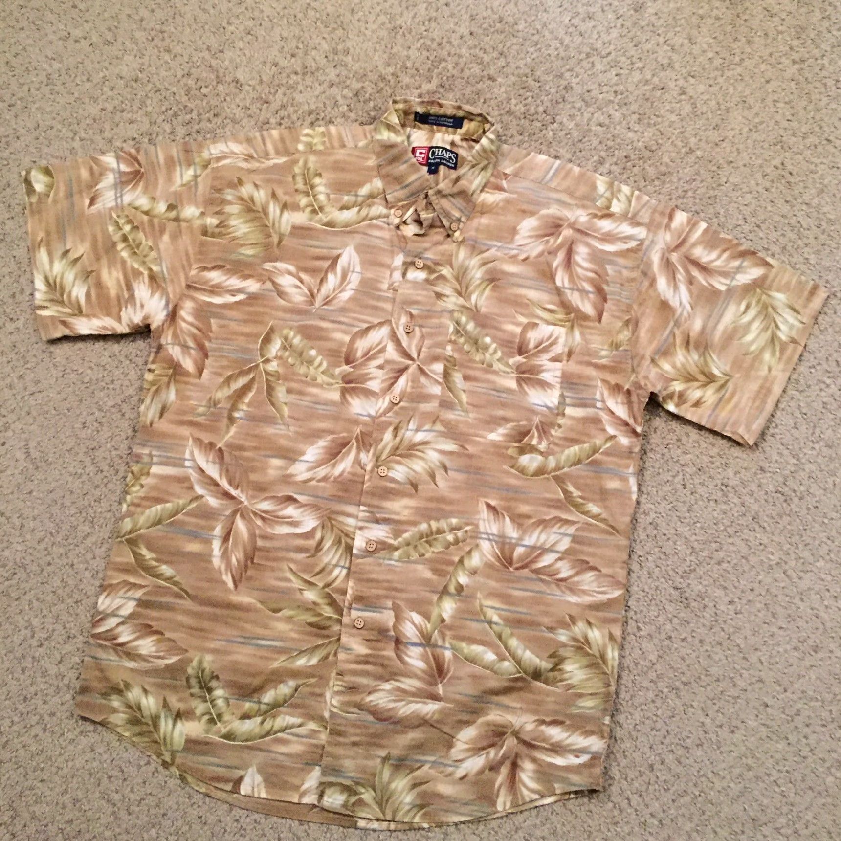 Chaps Chaps Ralph Lauren Shirt Mens M Beige Floral Short Sleeve Button Up Size US M / EU 48-50 / 2 - 2 Thumbnail