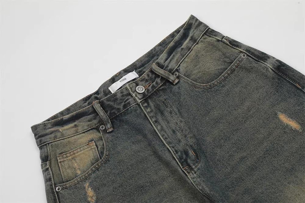 Japanese Brand Men's American street distressed retro trend washed jeans Size US 34 / EU 50 - 3 Thumbnail