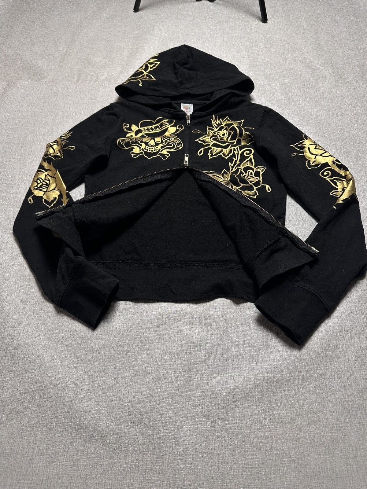 Ed Hardy Ed Hardy by Christian Audigier Rare Black Gold Y2K Zip Size S / US 4 / IT 40 - 10 Thumbnail