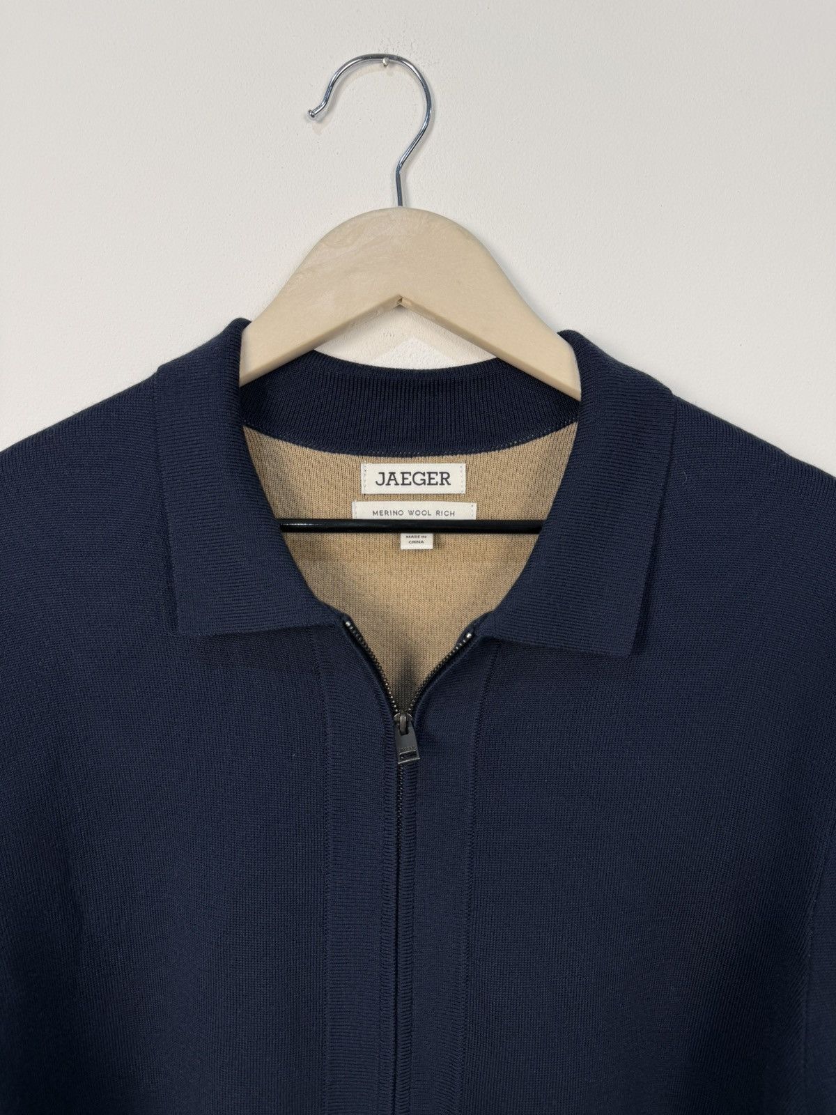 Jaeger Jaeger Blue Wool Zip Sweathirt Size US L / EU 52-54 / 3 - 9 Thumbnail