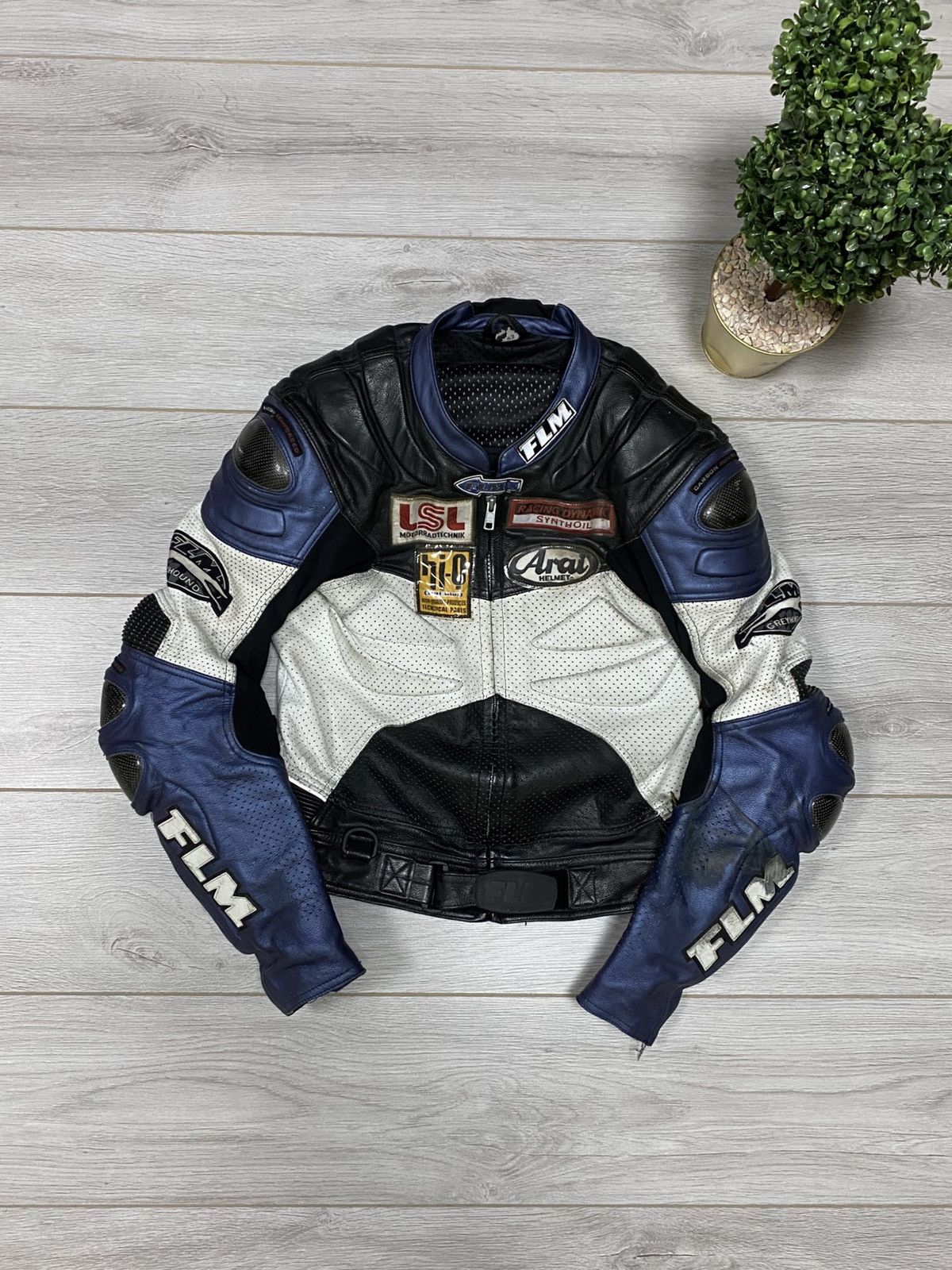 Vintage FLM MOTO with protection Micheline leather racing jacket Size US M / EU 48-50 / 2 - 1 Thumbnail