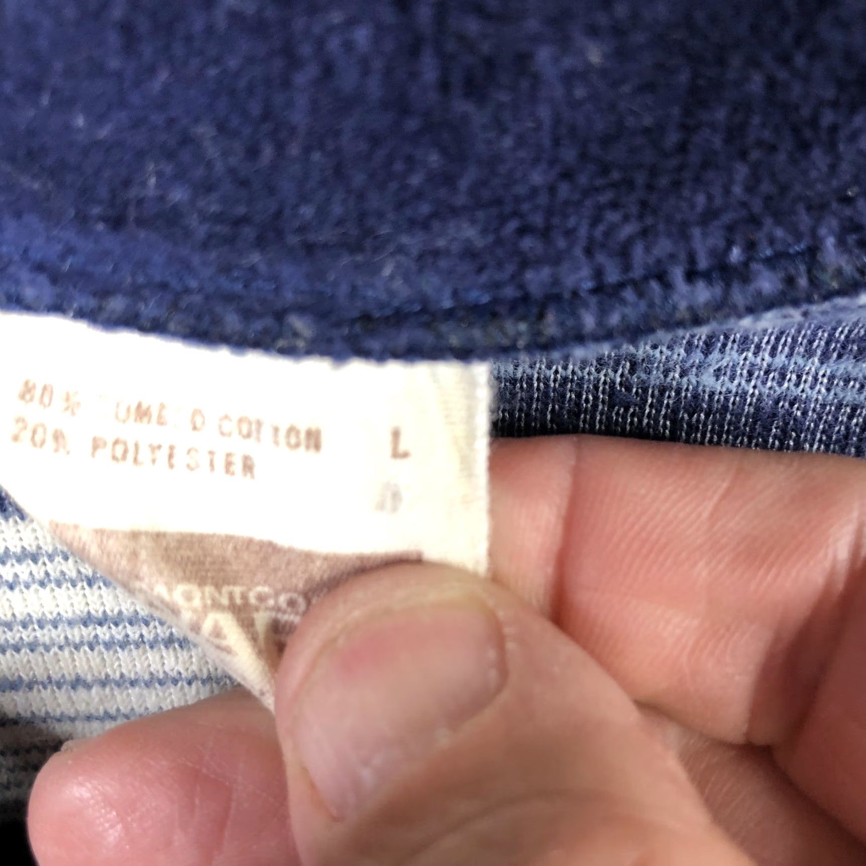 Vintage VINTAGE Montgomery Ward Sweater Mens Large Blue Stripe Collared Pullover USA 80s Size US L / EU 52-54 / 3 - 6 Thumbnail