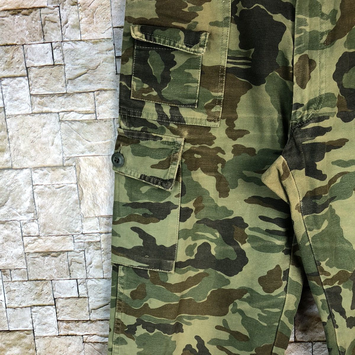Japanese Brand Even River Green Camo Cargo Multipocket Pants #A625 Size US 31 - 10 Thumbnail