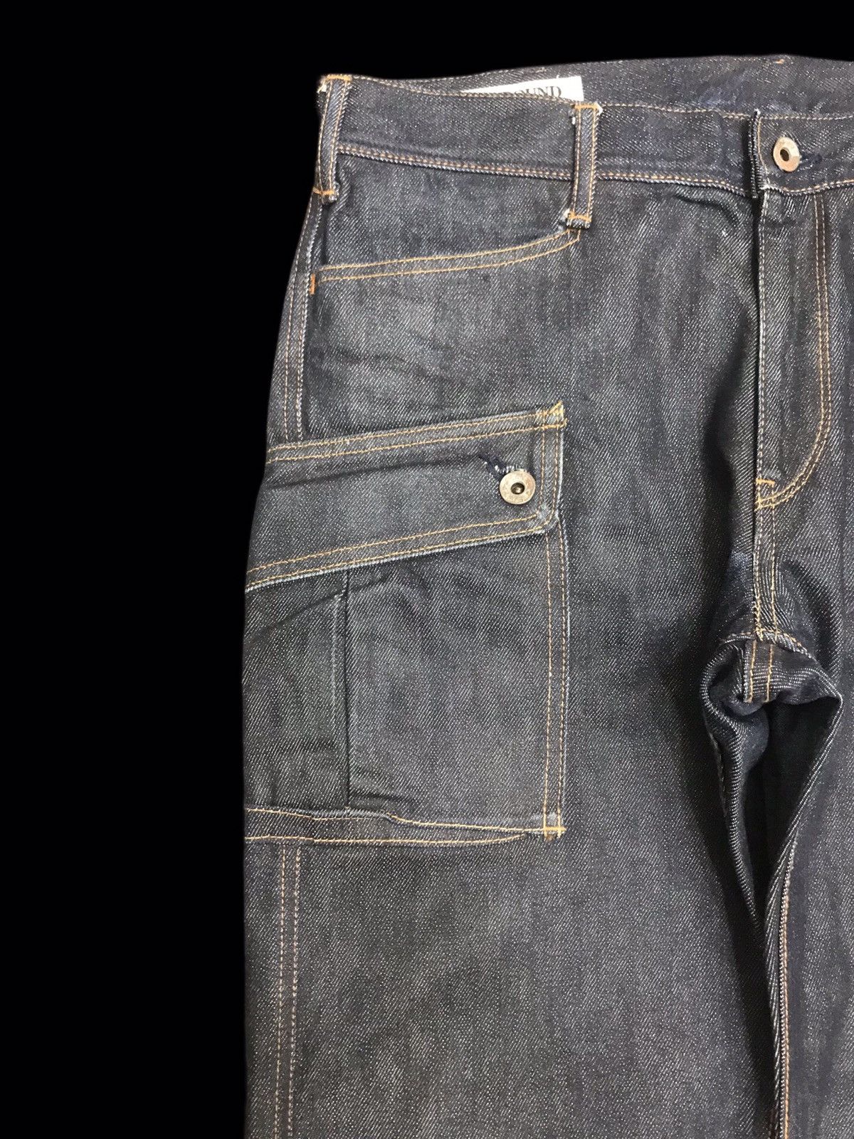 Japanese Brand 💥BIKER DENIM💥Raw SPELLBOUND Japan Sturdy Cargo Denim F208 Size US 35 - 4 Thumbnail