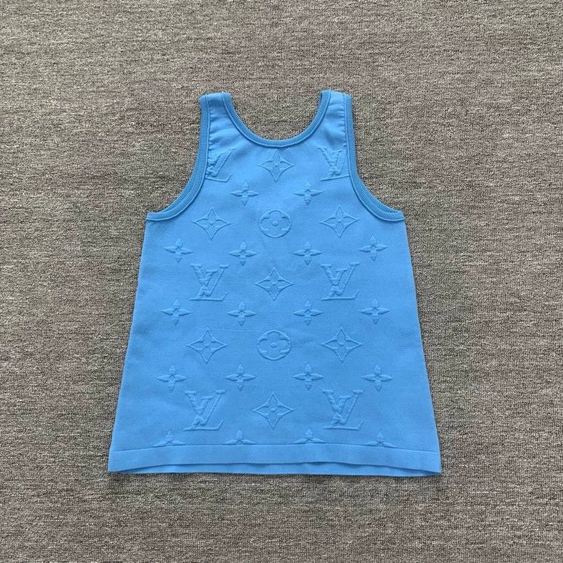 Louis Vuitton Blue Monogram Print Tank Top -2505 Size S / US 4 / IT 40 - 2 Thumbnail