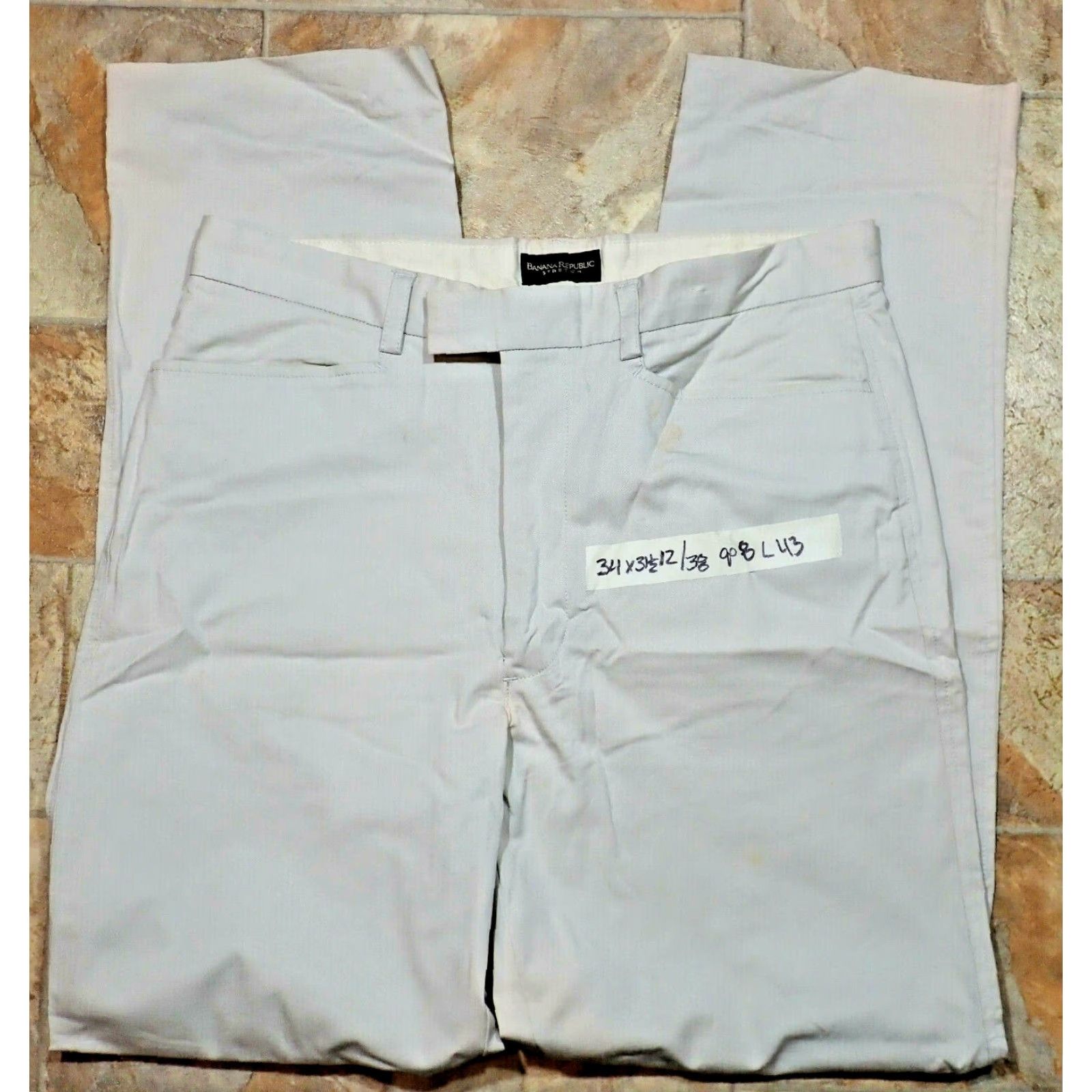 Banana Republic Vintage Banana Republic Mens Chino Pants Fall Spring Summer Winter Adult 33 High Rise Brushed Cotton Stretch Solid Brown Beige Men Size US 33 - 5 Thumbnail