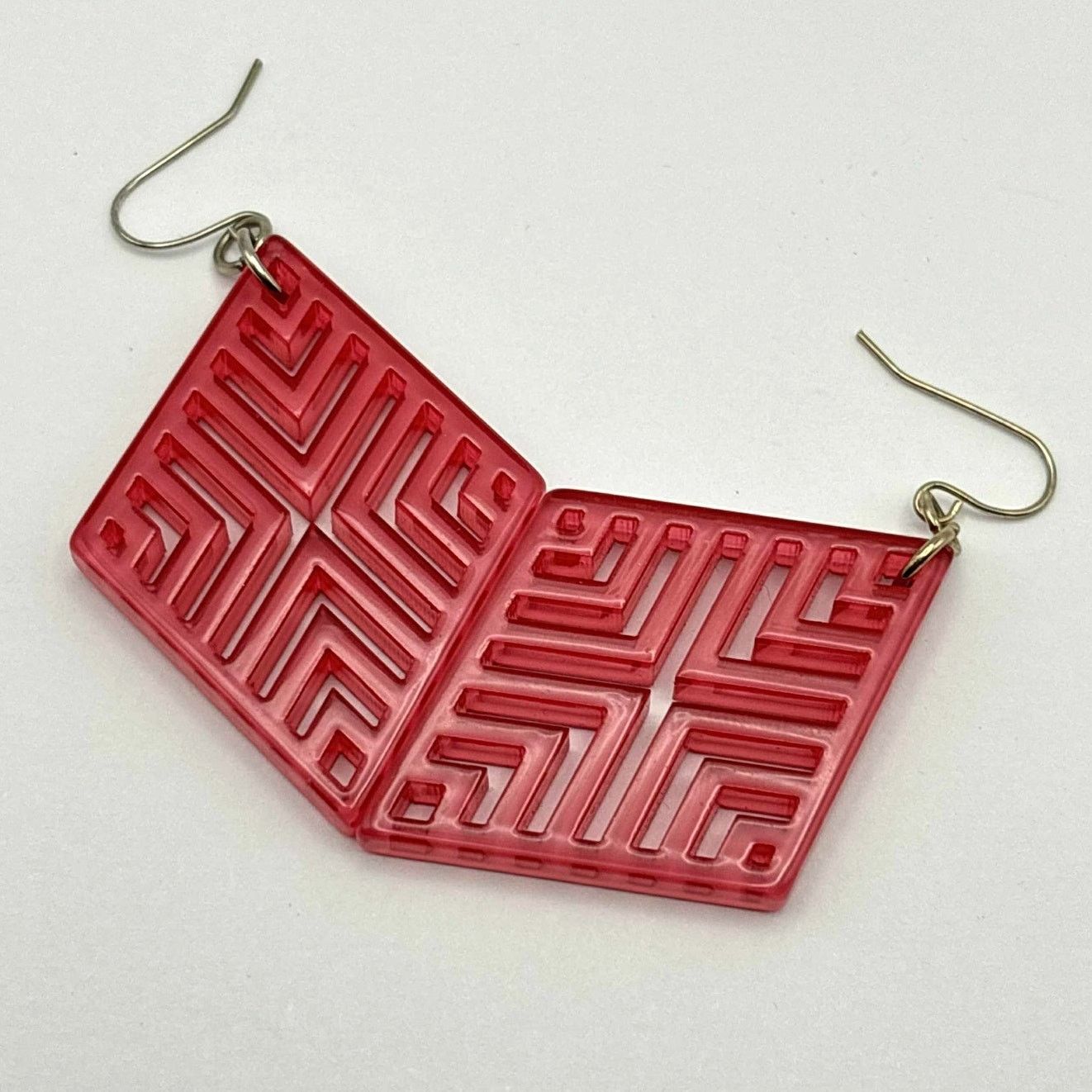 Other Red Chevron Pattern Earrings Size ONE SIZE - 3 Thumbnail