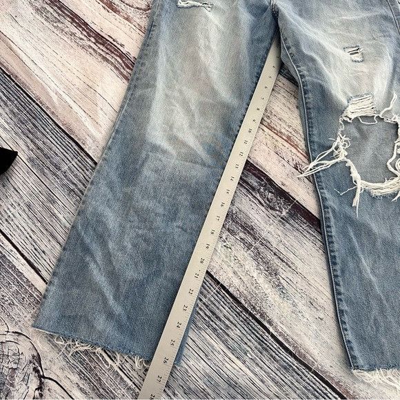 Other DAZE Denim Cropped Wide Leg Distressed Blue Jeans Size 29" - 8 Thumbnail