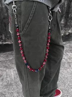 Jewelry Ink-painted acrylic red beads Wallet Chain ,Jeans Chain Size ONE SIZE - 6 Thumbnail
