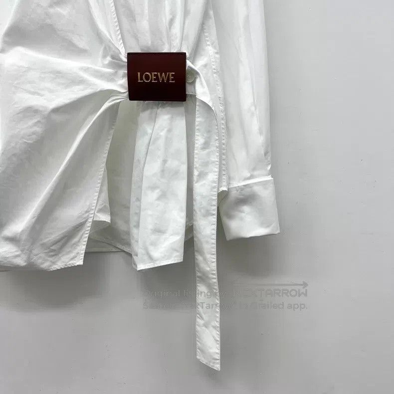 Loewe Loewe White irregular pleat design cotton collar long slee Size XS / US 0-2 / IT 36-38 - 4 Thumbnail