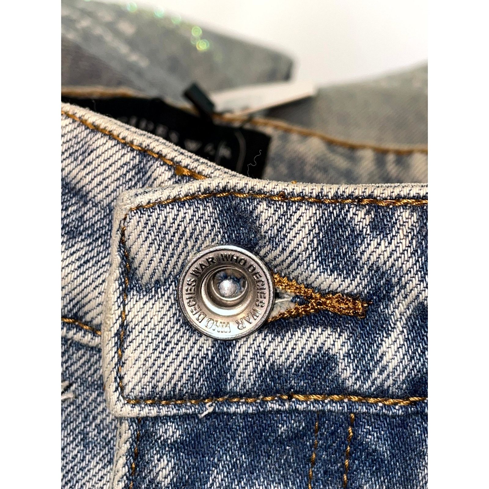 Who Decides War WDW Ultra Flare Scripture Denim Light Wash Jeans Size US 28 / EU 44 - 4 Thumbnail