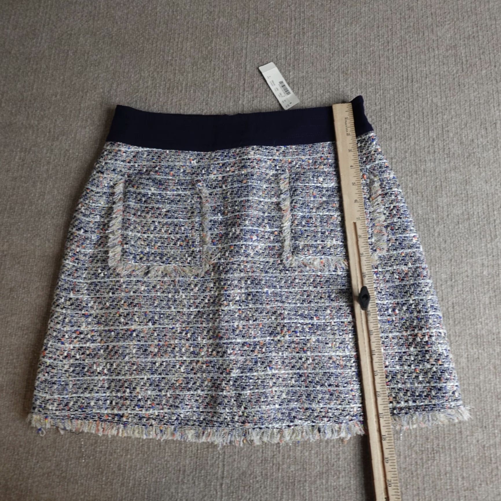 J.Crew J.Crew Skirt Mini 6 Blue Tweed Lined E7383 NEW Womens Slim Rise Mid Short Pattern Solid Zip Size 28" / US 6 / IT 42 - 2 Thumbnail