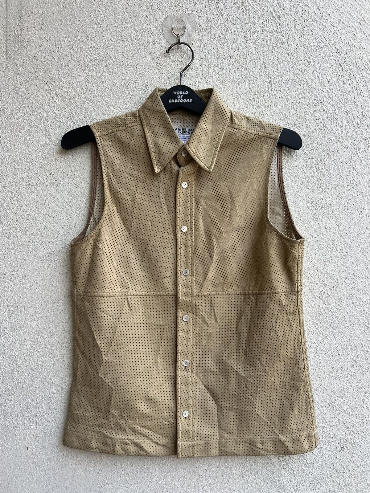 Katharine Hamnett London Vintage KHL Sheepskin Mesh Leather Shirt Sleeveless Size US S / EU 44-46 / 1 - 22 Thumbnail