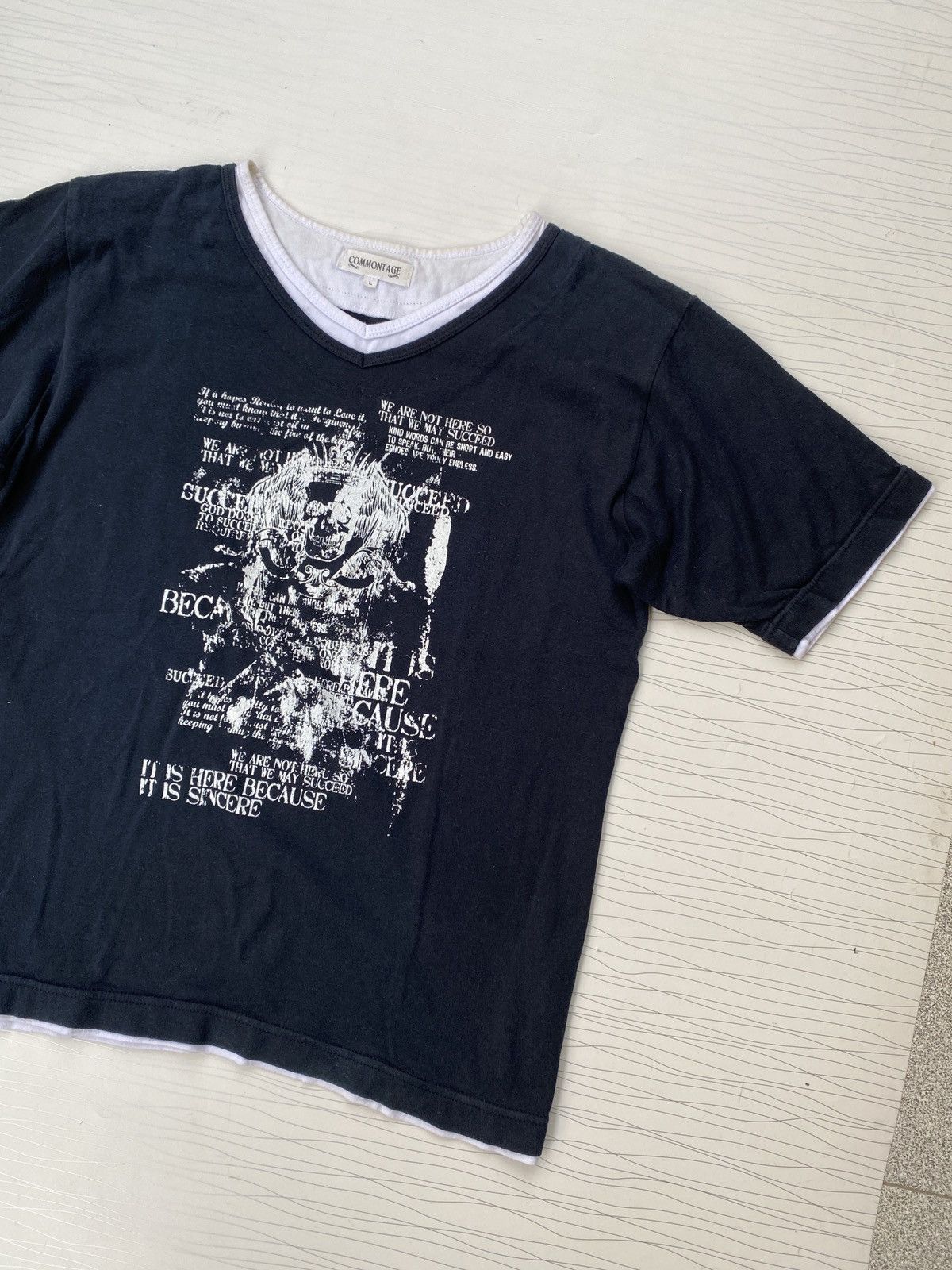 If Six Was Nine Commontage Double Layer Skull Poem Punk Grunge TEE Size L / US 10 / IT 46 - 2 Thumbnail