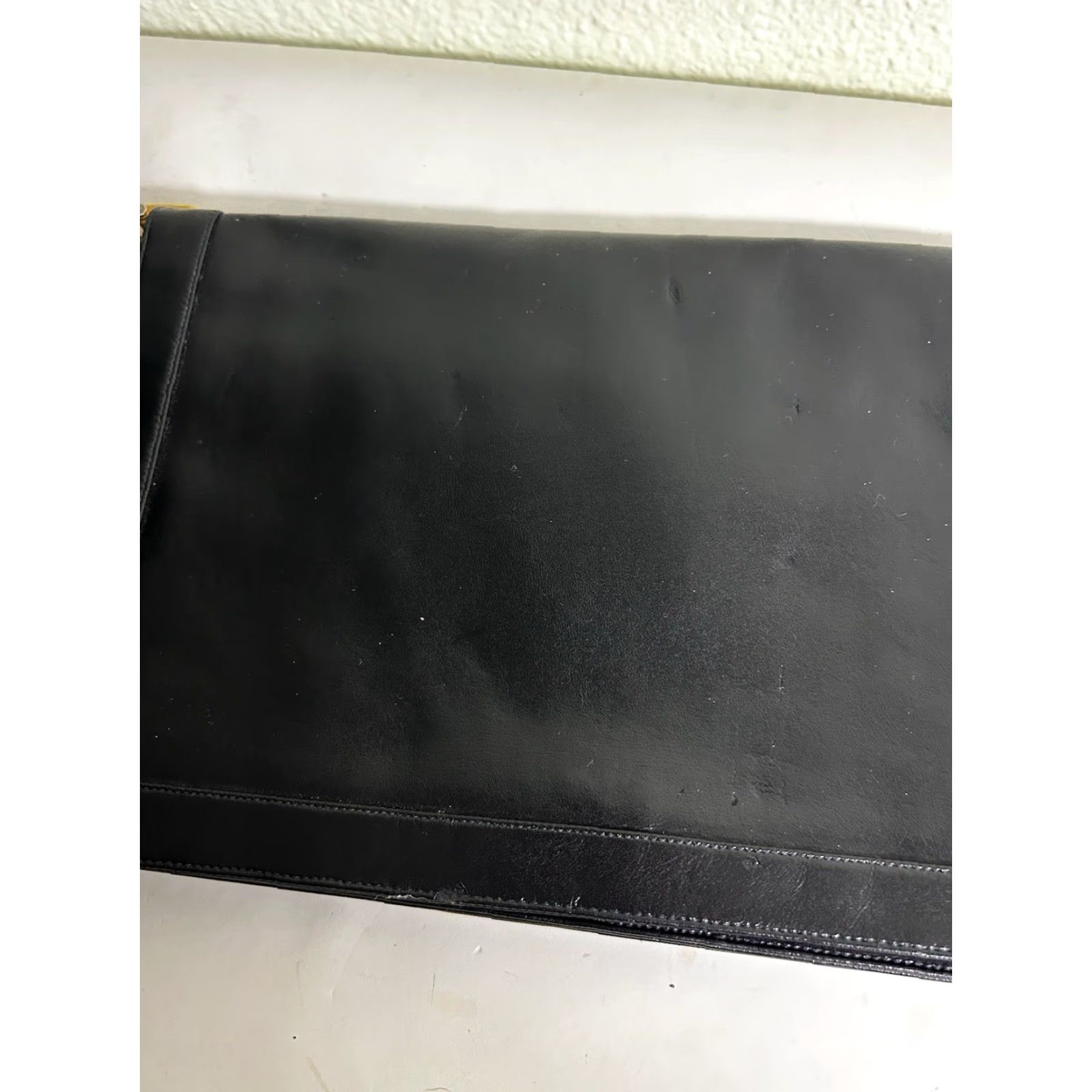 Vintage Lou Taylor Vintage Purse Black Leather Mirror Italy 12x8x1 Clutch Women Womens Size ONE SIZE - 3 Thumbnail