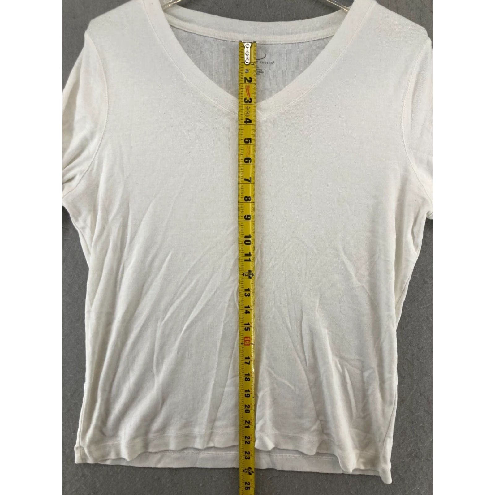 Vintage Kim Rogers Women's Blouse XL White V-Neck 3/4 Sleeve Solid Casual Classic Size XL / US 12-14 / IT 48-50 - 3 Thumbnail